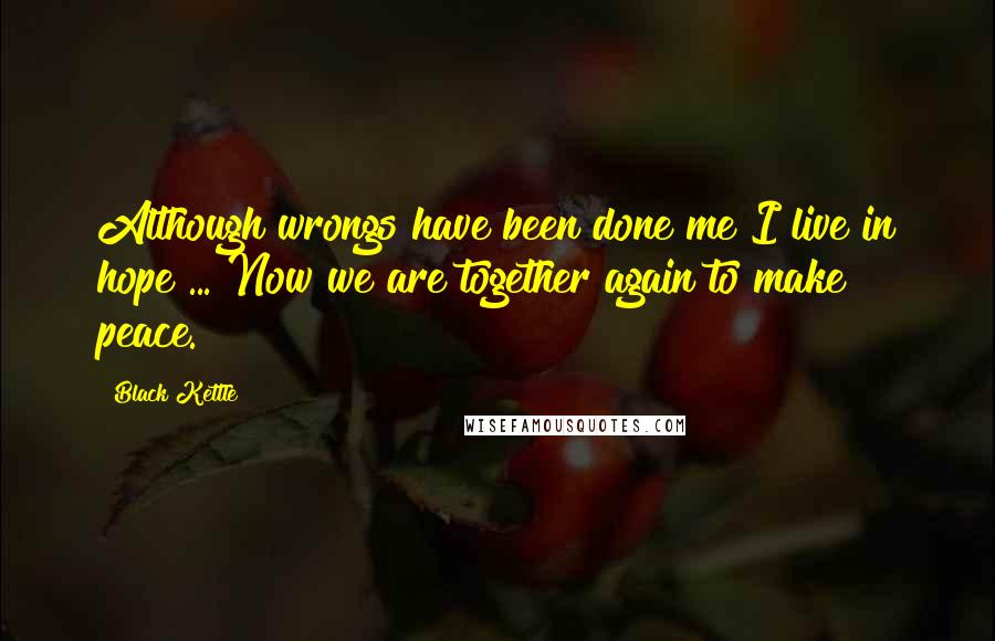 Black Kettle Quotes: Although wrongs have been done me I live in hope ... Now we are together again to make peace.