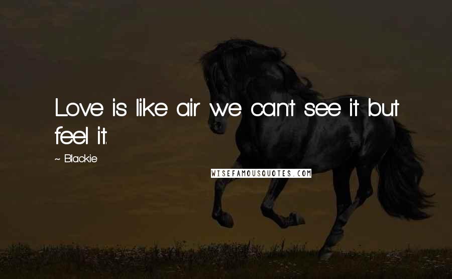 Blackie Quotes: Love is like air we can't see it but feel it.