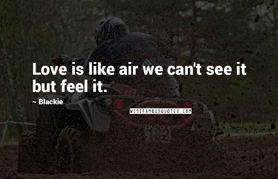 Blackie Quotes: Love is like air we can't see it but feel it.