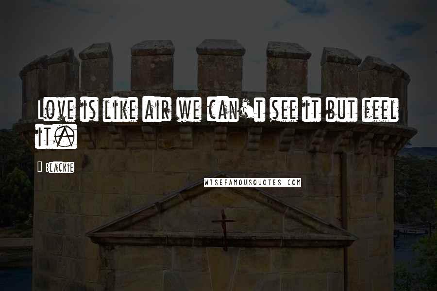 Blackie Quotes: Love is like air we can't see it but feel it.