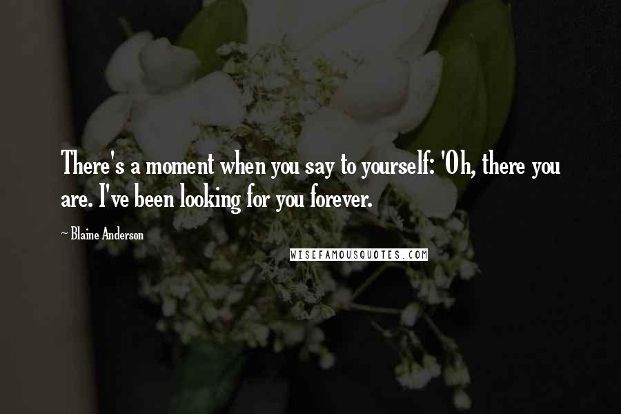 Blaine Anderson Quotes: There's a moment when you say to yourself: 'Oh, there you are. I've been looking for you forever.