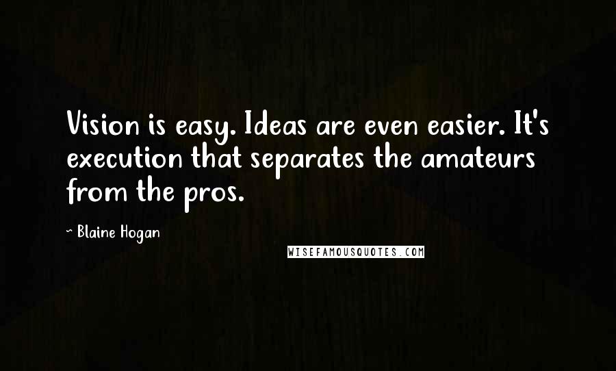 Blaine Hogan Quotes: Vision is easy. Ideas are even easier. It's execution that separates the amateurs from the pros.