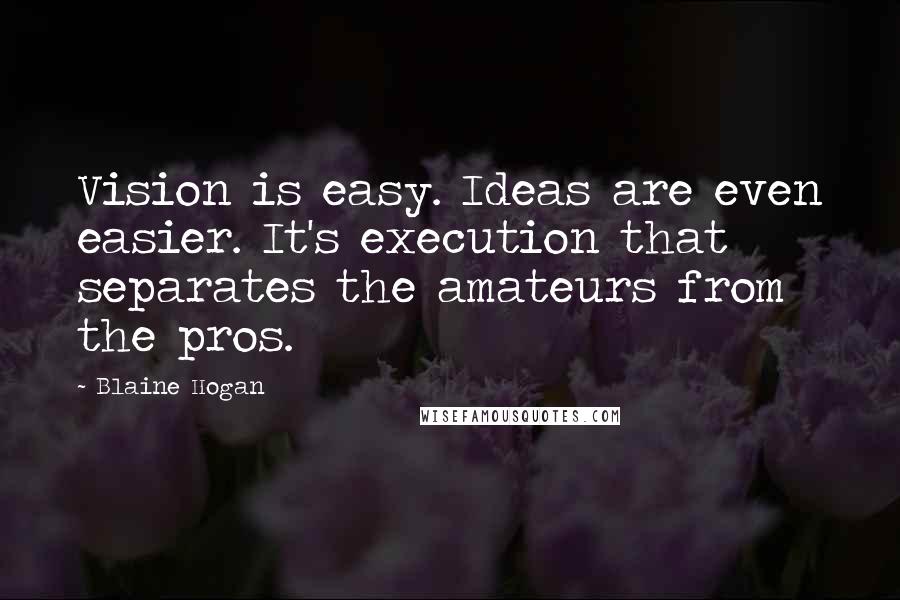 Blaine Hogan Quotes: Vision is easy. Ideas are even easier. It's execution that separates the amateurs from the pros.