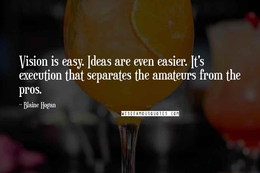 Blaine Hogan Quotes: Vision is easy. Ideas are even easier. It's execution that separates the amateurs from the pros.