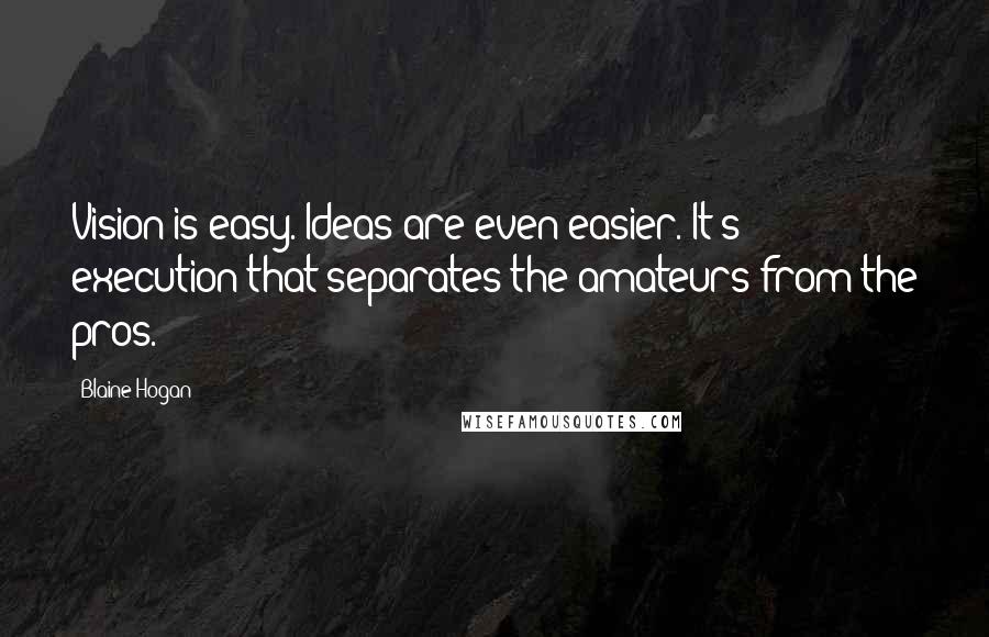 Blaine Hogan Quotes: Vision is easy. Ideas are even easier. It's execution that separates the amateurs from the pros.