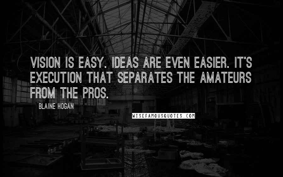 Blaine Hogan Quotes: Vision is easy. Ideas are even easier. It's execution that separates the amateurs from the pros.