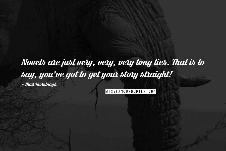 Blair Thornburgh Quotes: Novels are just very, very, very long lies. That is to say, you've got to get your story straight!