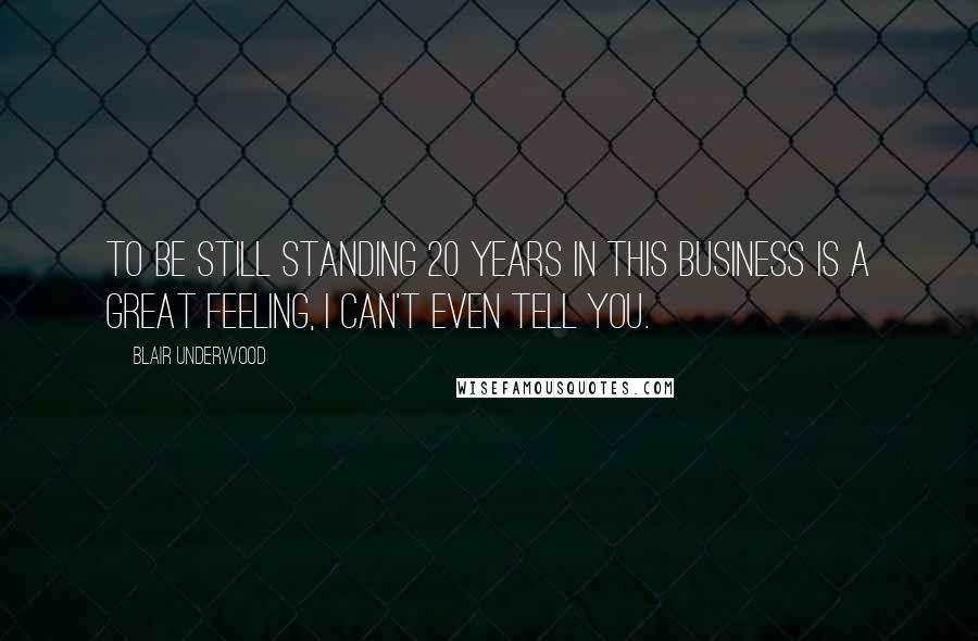 Blair Underwood Quotes: To be still standing 20 years in this business is a great feeling, I can't even tell you.