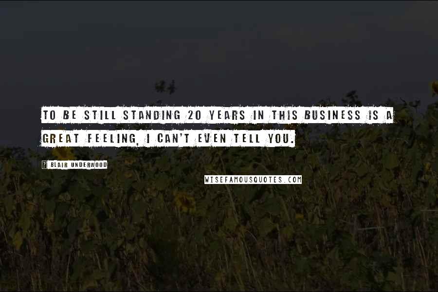 Blair Underwood Quotes: To be still standing 20 years in this business is a great feeling, I can't even tell you.