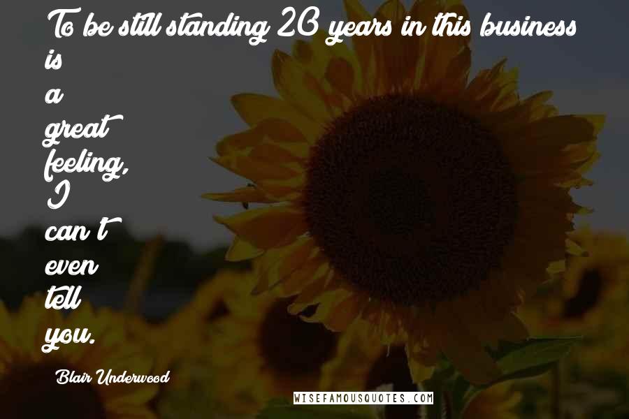 Blair Underwood Quotes: To be still standing 20 years in this business is a great feeling, I can't even tell you.