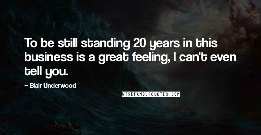 Blair Underwood Quotes: To be still standing 20 years in this business is a great feeling, I can't even tell you.