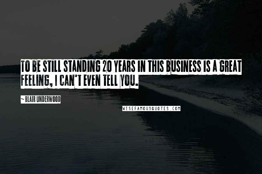 Blair Underwood Quotes: To be still standing 20 years in this business is a great feeling, I can't even tell you.