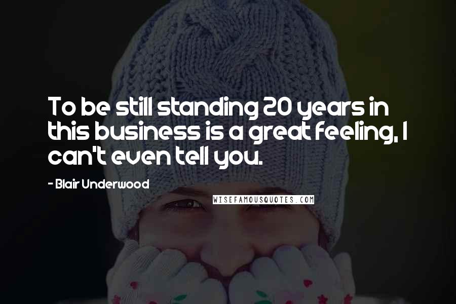 Blair Underwood Quotes: To be still standing 20 years in this business is a great feeling, I can't even tell you.
