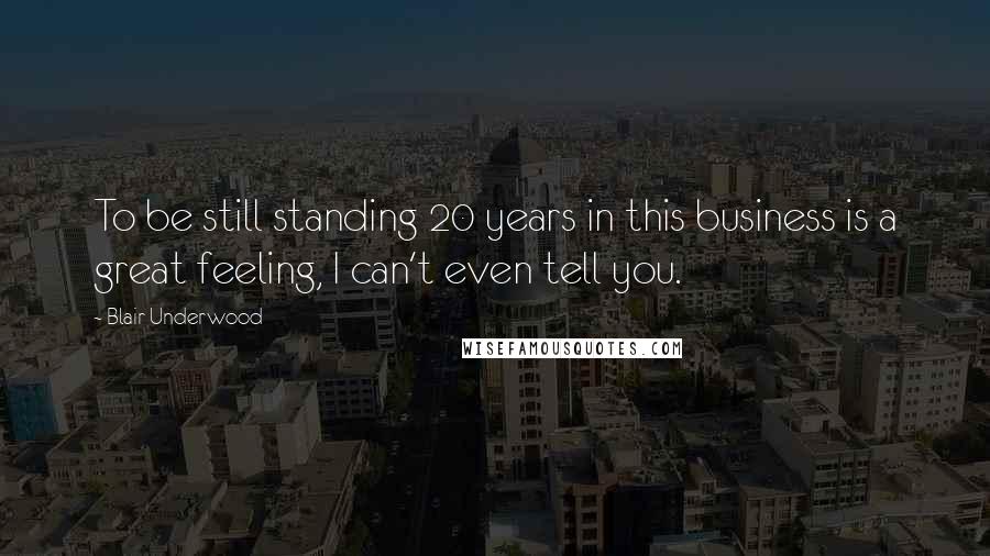 Blair Underwood Quotes: To be still standing 20 years in this business is a great feeling, I can't even tell you.