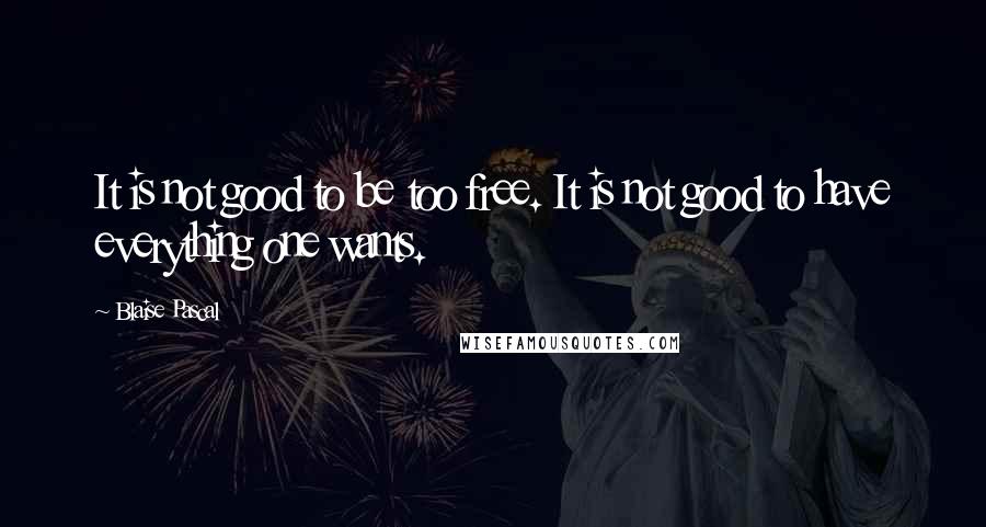 Blaise Pascal Quotes: It is not good to be too free. It is not good to have everything one wants.