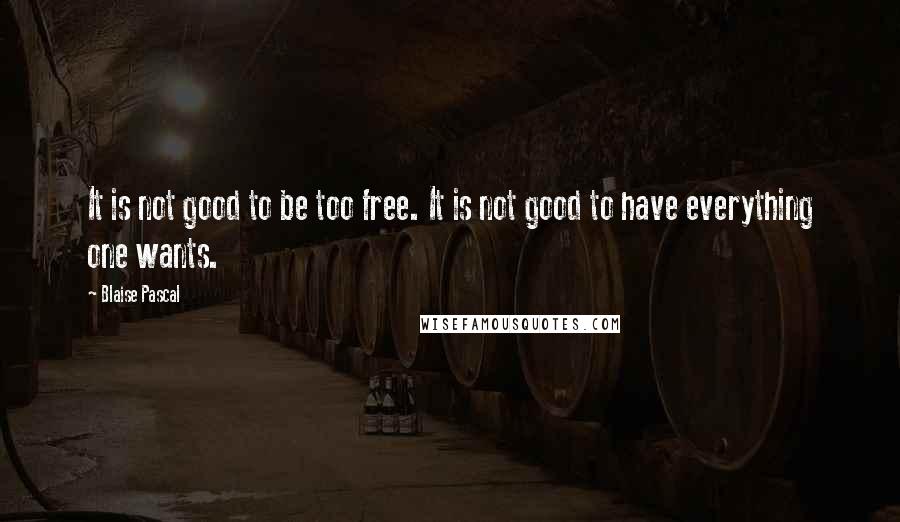 Blaise Pascal Quotes: It is not good to be too free. It is not good to have everything one wants.