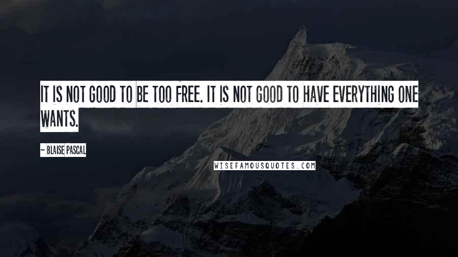 Blaise Pascal Quotes: It is not good to be too free. It is not good to have everything one wants.