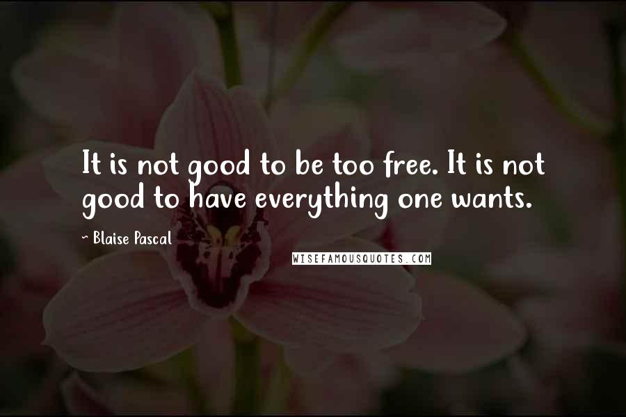 Blaise Pascal Quotes: It is not good to be too free. It is not good to have everything one wants.