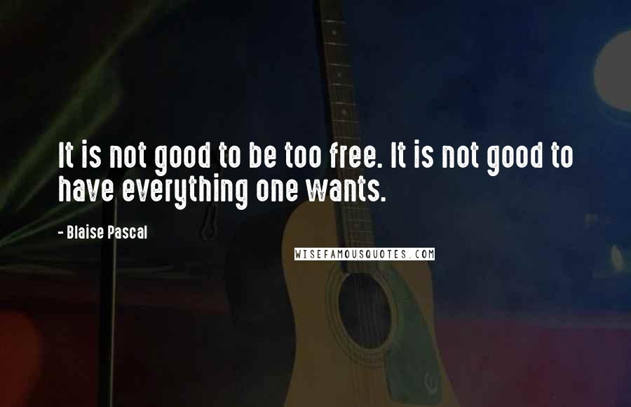 Blaise Pascal Quotes: It is not good to be too free. It is not good to have everything one wants.