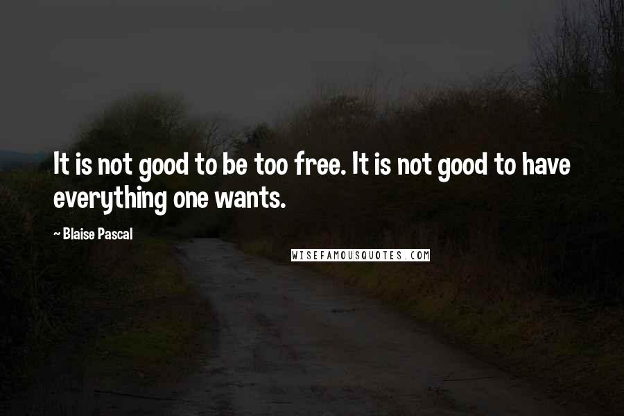 Blaise Pascal Quotes: It is not good to be too free. It is not good to have everything one wants.