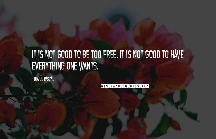 Blaise Pascal Quotes: It is not good to be too free. It is not good to have everything one wants.