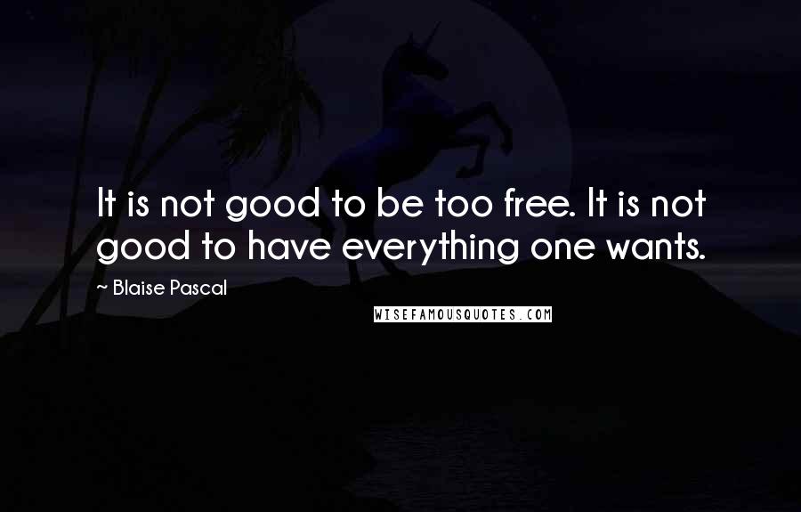 Blaise Pascal Quotes: It is not good to be too free. It is not good to have everything one wants.