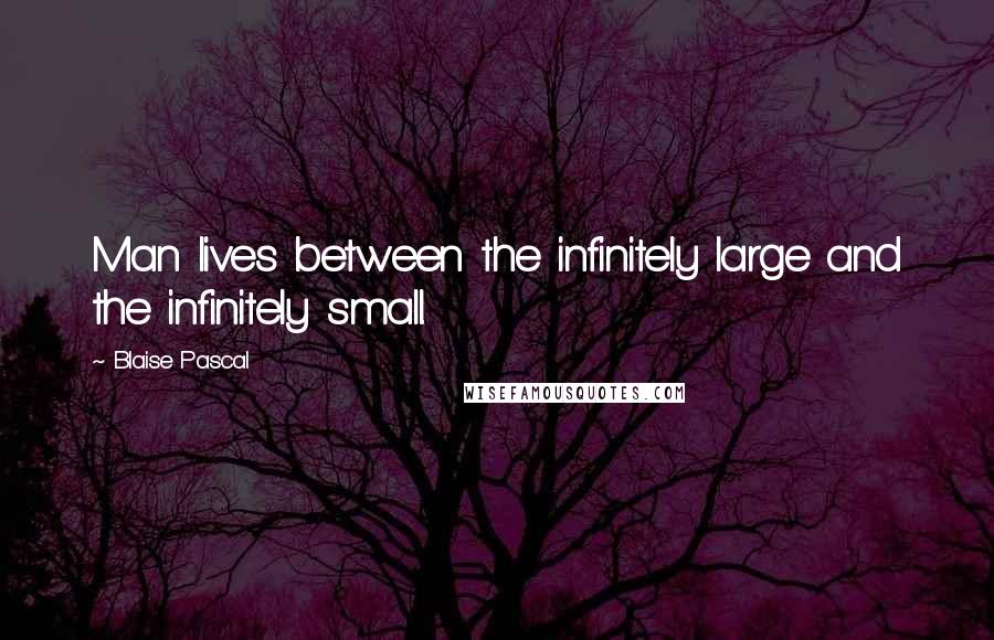 Blaise Pascal Quotes: Man lives between the infinitely large and the infinitely small.