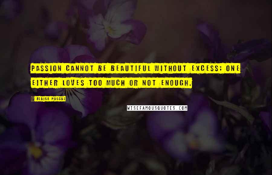 Blaise Pascal Quotes: Passion cannot be beautiful without excess; one either loves too much or not enough.