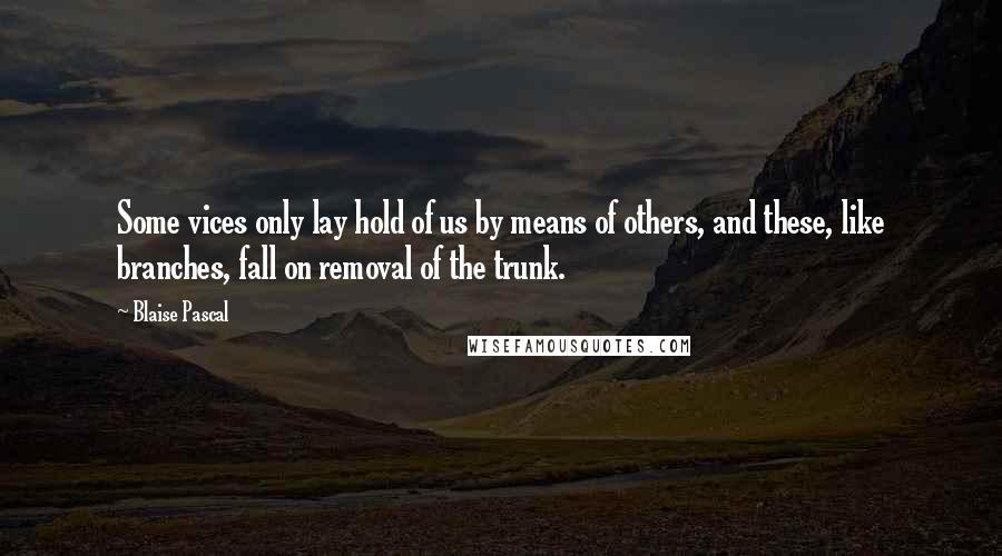 Blaise Pascal Quotes: Some vices only lay hold of us by means of others, and these, like branches, fall on removal of the trunk.
