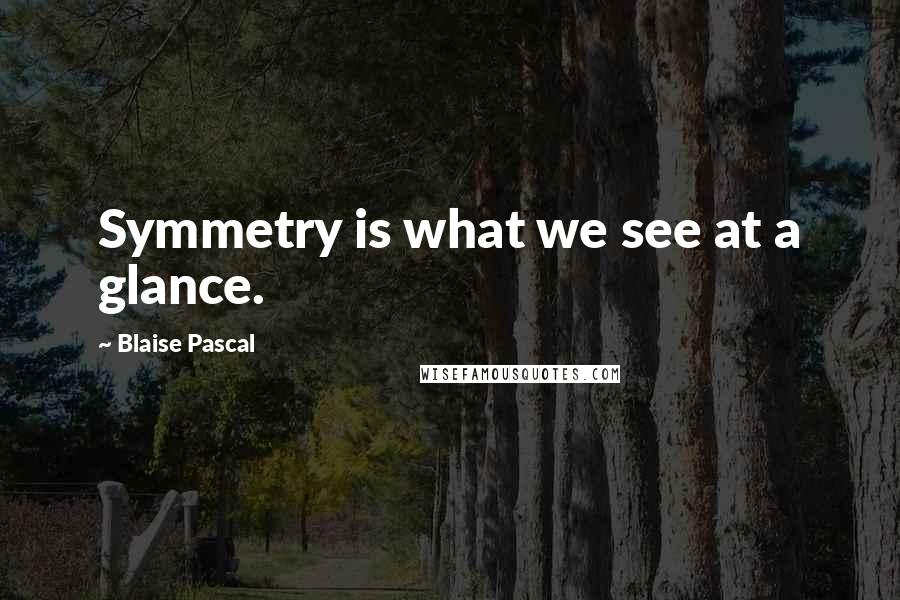 Blaise Pascal Quotes: Symmetry is what we see at a glance.