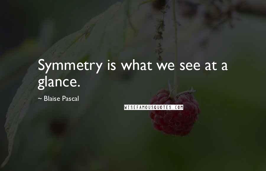 Blaise Pascal Quotes: Symmetry is what we see at a glance.