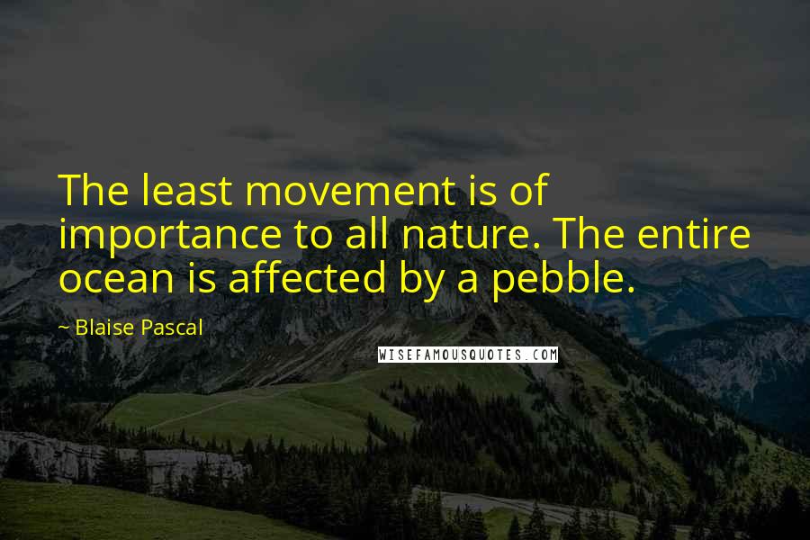 Blaise Pascal Quotes: The least movement is of importance to all nature. The entire ocean is affected by a pebble.