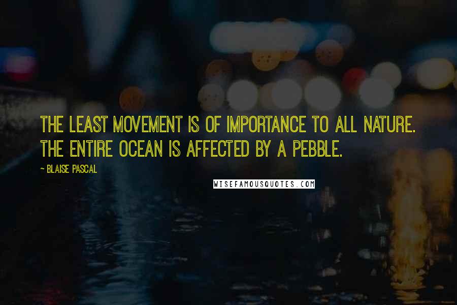 Blaise Pascal Quotes: The least movement is of importance to all nature. The entire ocean is affected by a pebble.