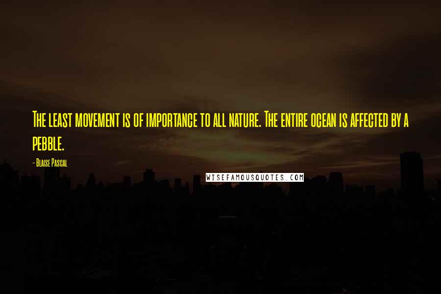 Blaise Pascal Quotes: The least movement is of importance to all nature. The entire ocean is affected by a pebble.