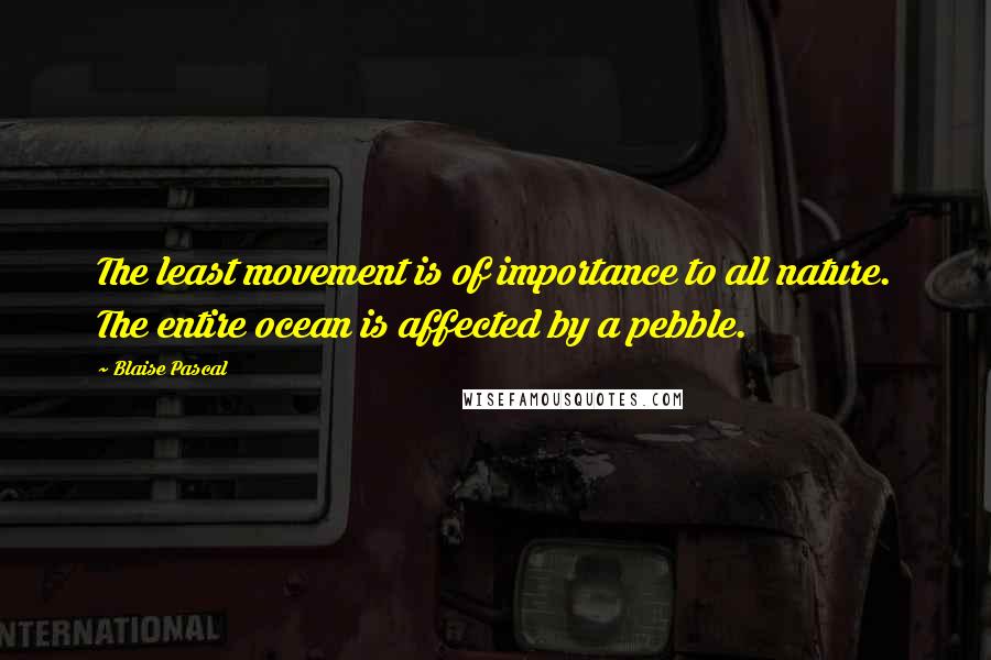 Blaise Pascal Quotes: The least movement is of importance to all nature. The entire ocean is affected by a pebble.