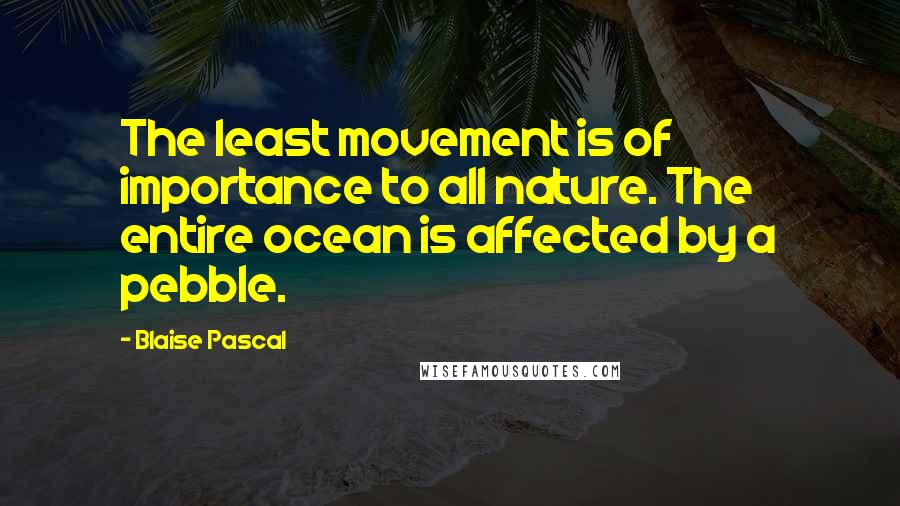 Blaise Pascal Quotes: The least movement is of importance to all nature. The entire ocean is affected by a pebble.