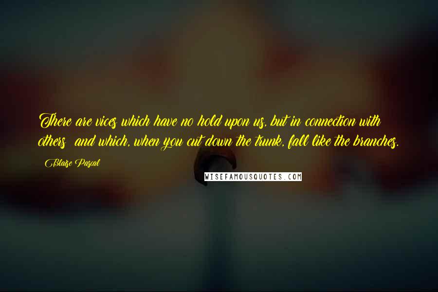 Blaise Pascal Quotes: There are vices which have no hold upon us, but in connection with others; and which, when you cut down the trunk, fall like the branches.