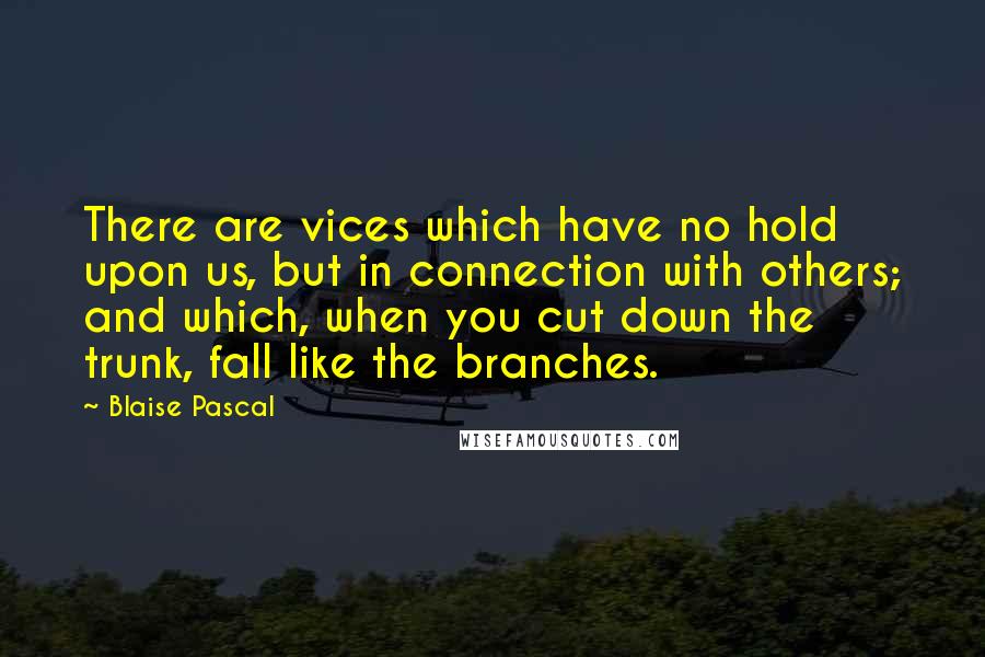 Blaise Pascal Quotes: There are vices which have no hold upon us, but in connection with others; and which, when you cut down the trunk, fall like the branches.