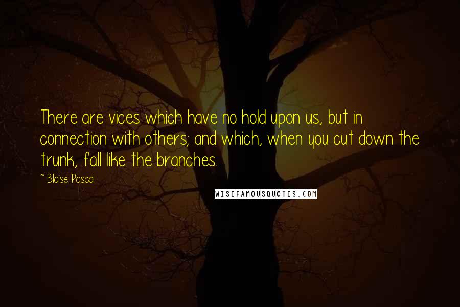 Blaise Pascal Quotes: There are vices which have no hold upon us, but in connection with others; and which, when you cut down the trunk, fall like the branches.