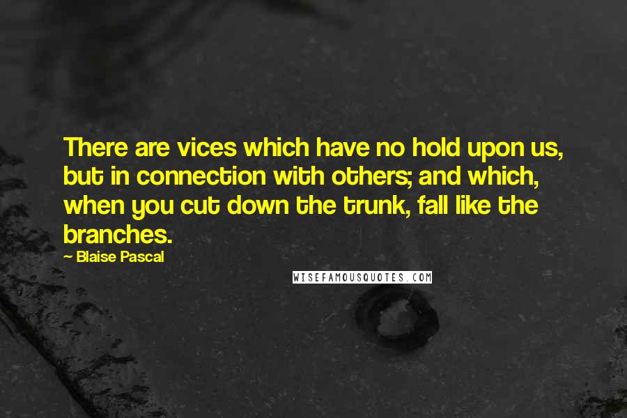 Blaise Pascal Quotes: There are vices which have no hold upon us, but in connection with others; and which, when you cut down the trunk, fall like the branches.