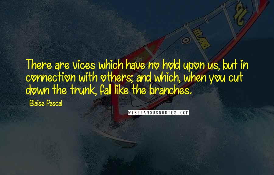 Blaise Pascal Quotes: There are vices which have no hold upon us, but in connection with others; and which, when you cut down the trunk, fall like the branches.