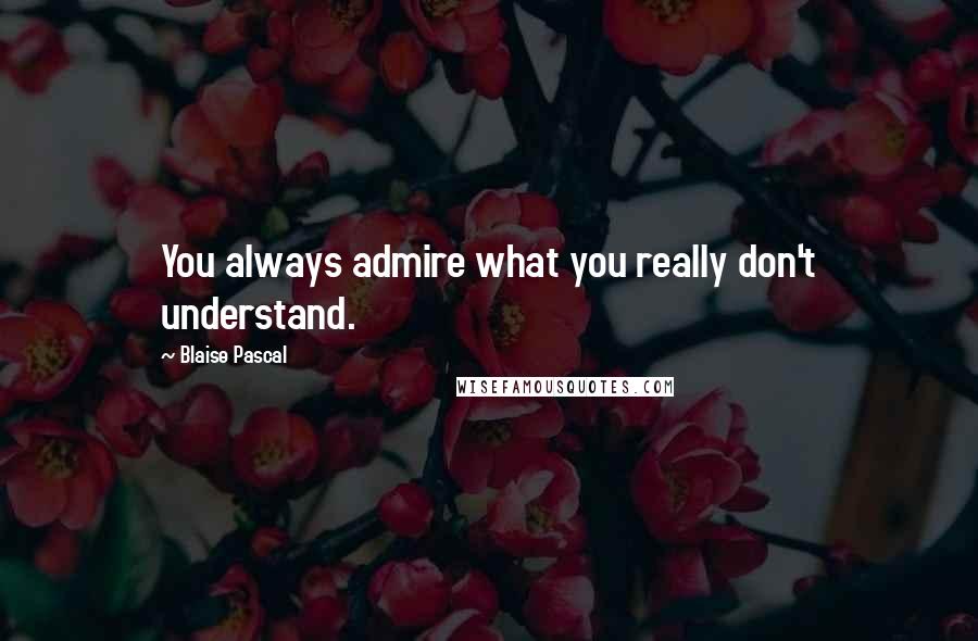 Blaise Pascal Quotes: You always admire what you really don't understand.