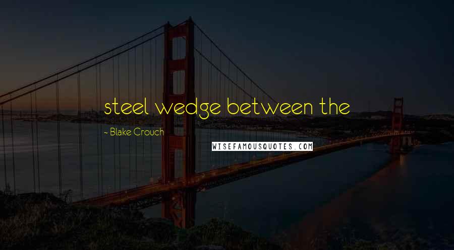 Blake Crouch Quotes: steel wedge between the