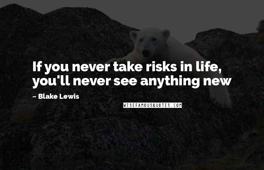 Blake Lewis Quotes: If you never take risks in life, you'll never see anything new