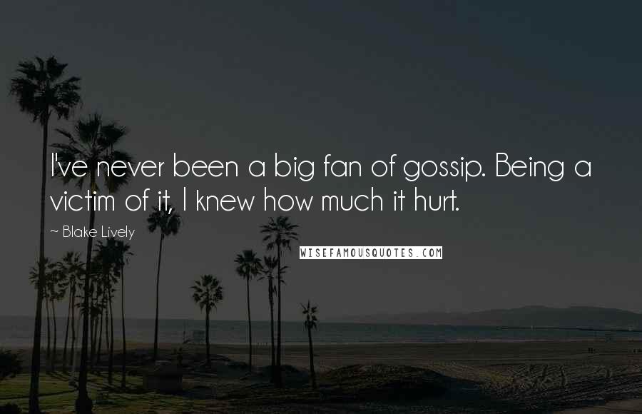 Blake Lively Quotes: I've never been a big fan of gossip. Being a victim of it, I knew how much it hurt.