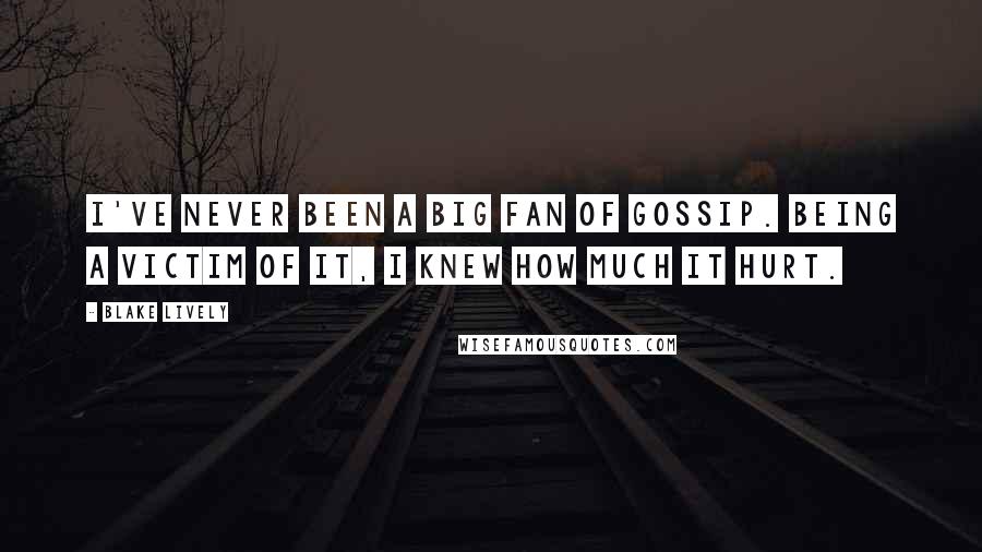 Blake Lively Quotes: I've never been a big fan of gossip. Being a victim of it, I knew how much it hurt.