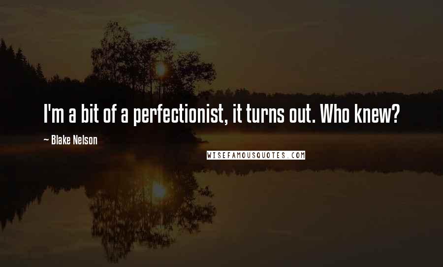 Blake Nelson Quotes: I'm a bit of a perfectionist, it turns out. Who knew?