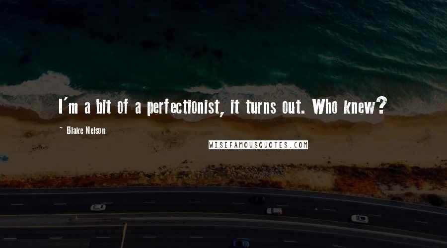Blake Nelson Quotes: I'm a bit of a perfectionist, it turns out. Who knew?