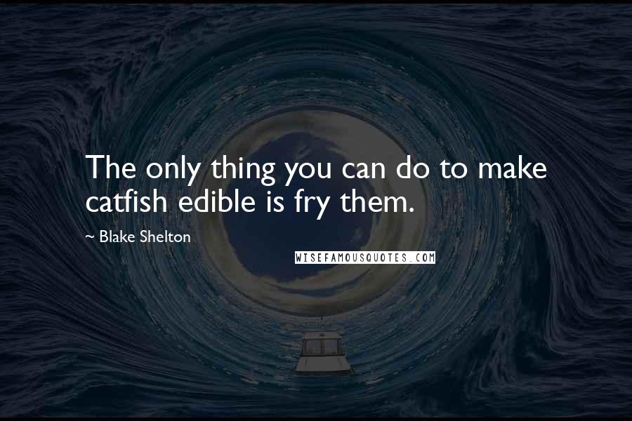 Blake Shelton Quotes: The only thing you can do to make catfish edible is fry them.