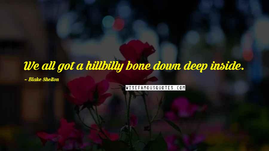 Blake Shelton Quotes: We all got a hillbilly bone down deep inside.